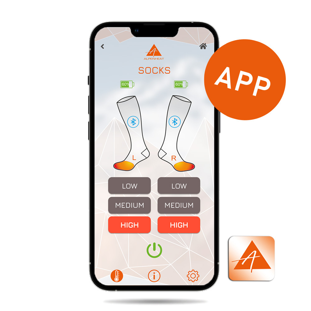 AlpenHeat AJ23 Uppvärmda Strumpor m/APP