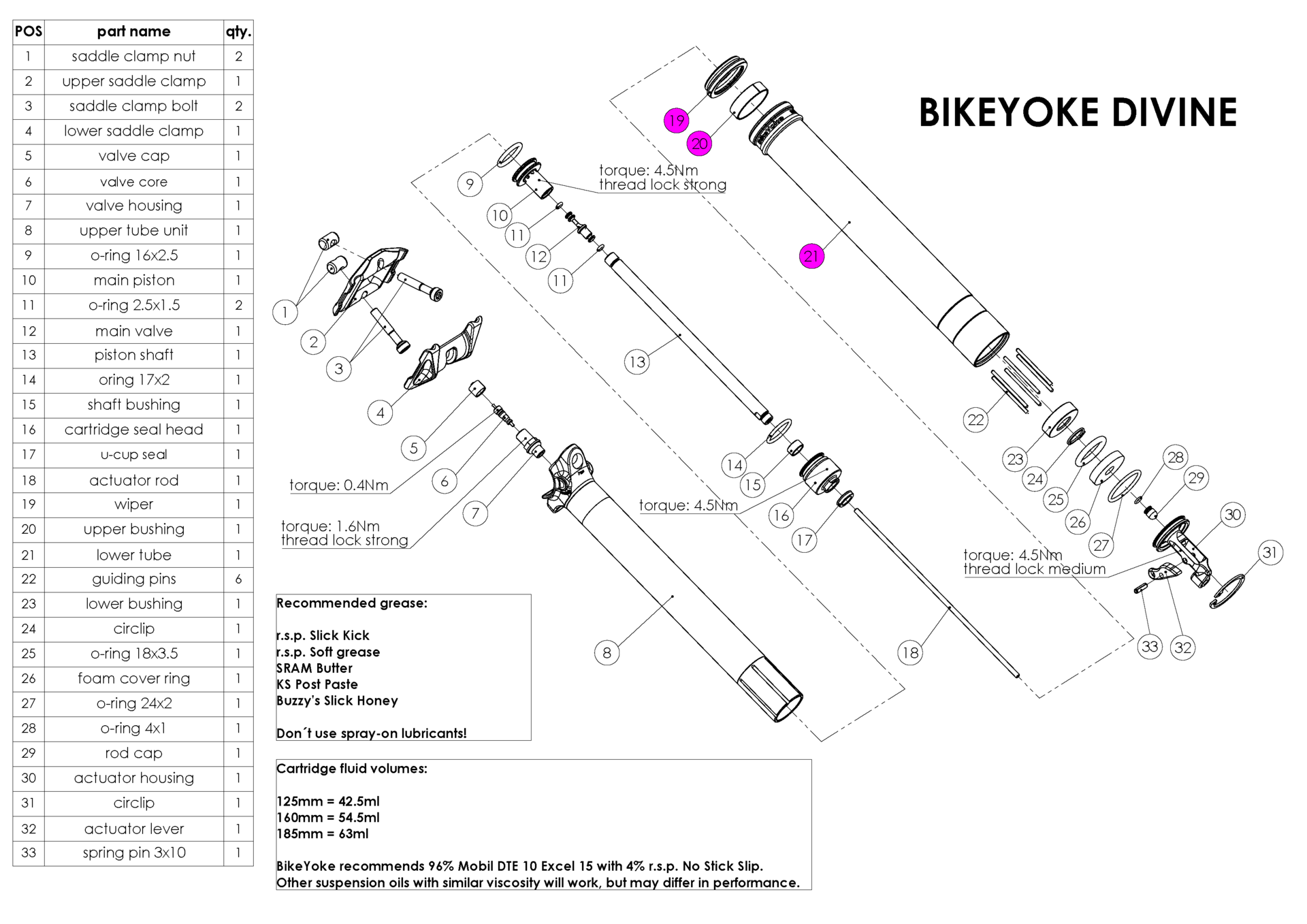 BikeYoke Revive/Divine Lower Tube Unit