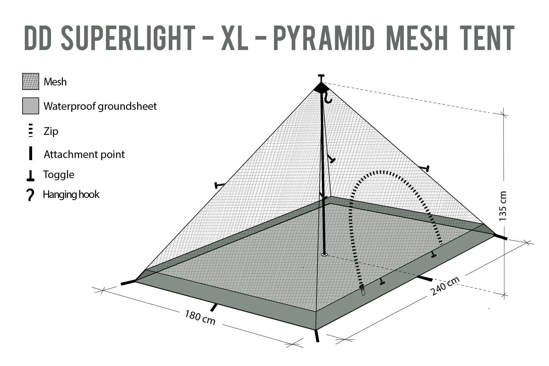 DD Hammocks SL XL Mesh Pyramide Tält