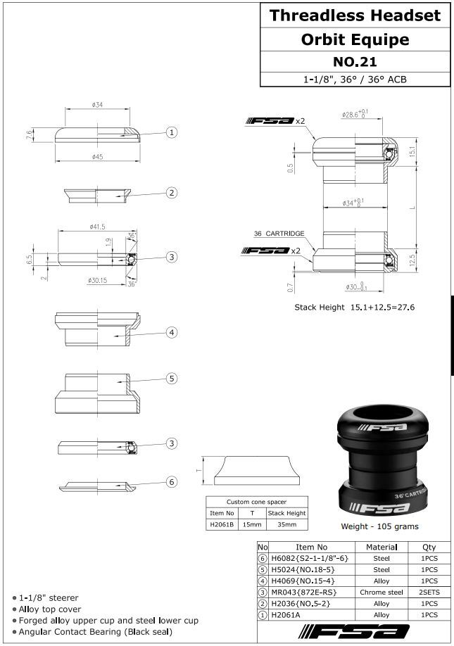 FSA Orbit Equipe A-Head Styrlager