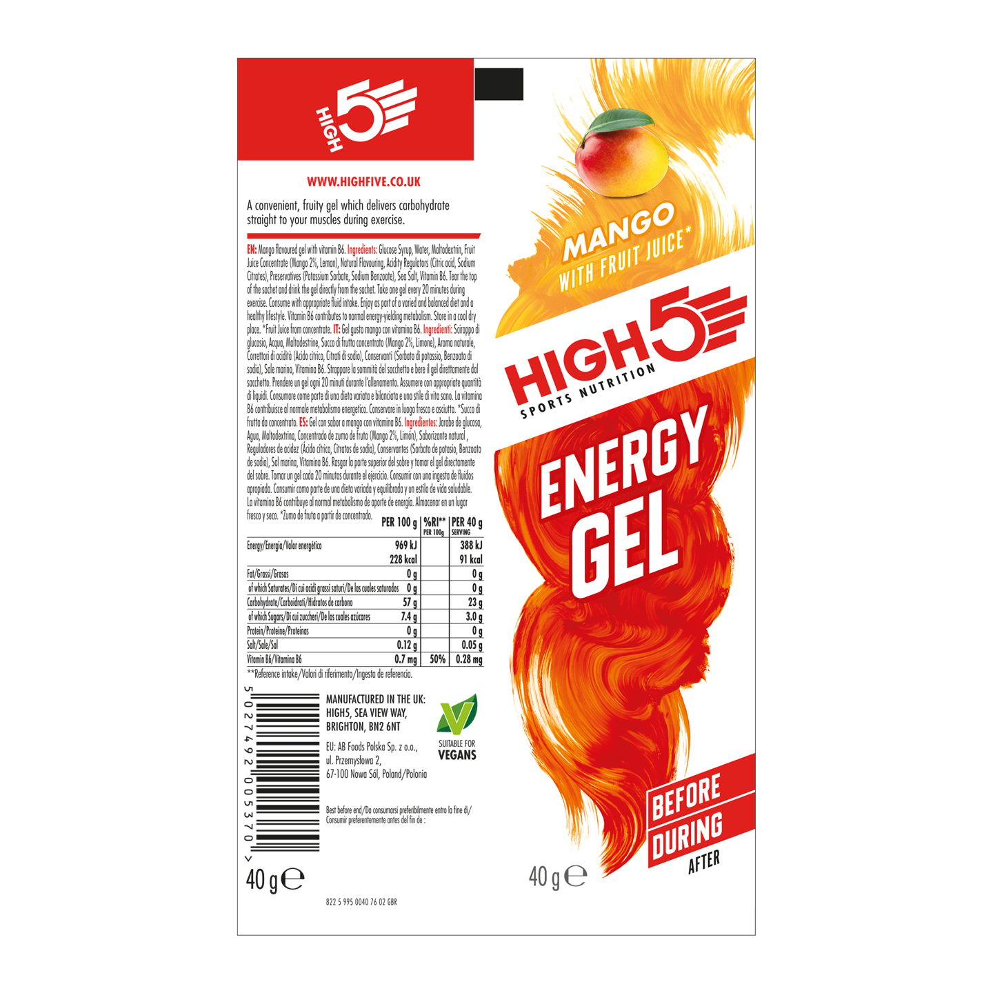 High5 Energigel Mango