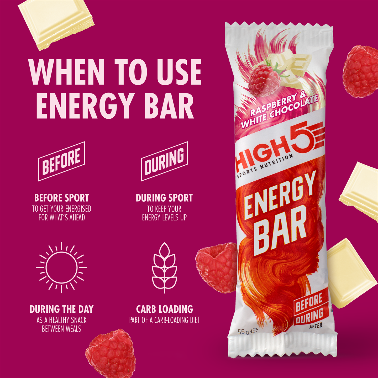 High5 Hallon/Vit Choklad Energibar