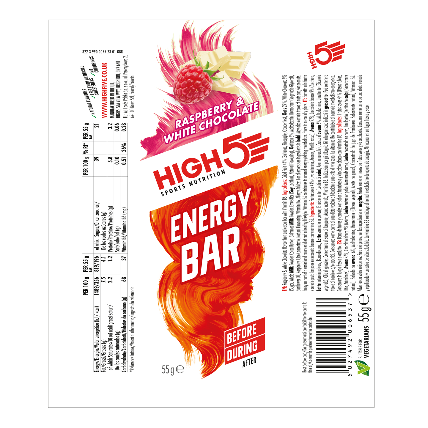 High5 Hallon/Vit Choklad Energibar