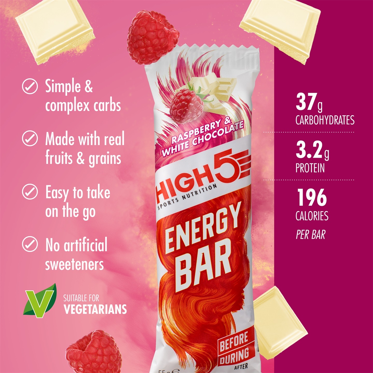 High5 Hallon/Vit Choklad Energibar