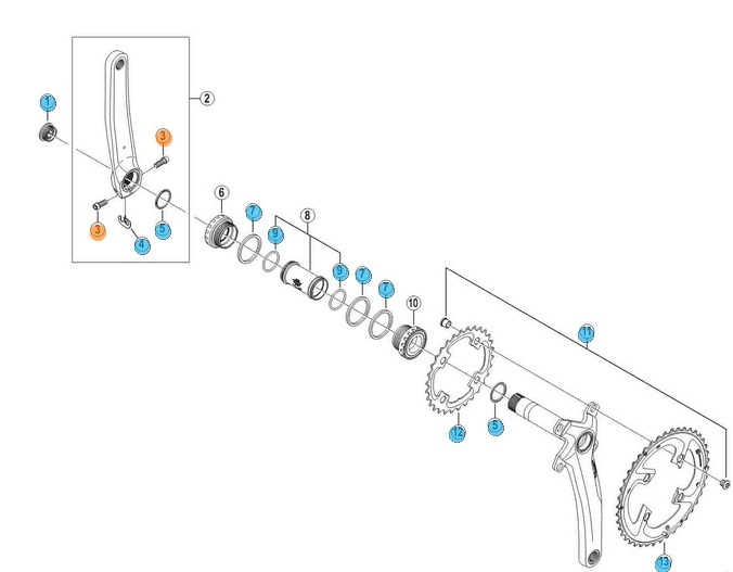 Shimano FC7800 Vevarm Skruer