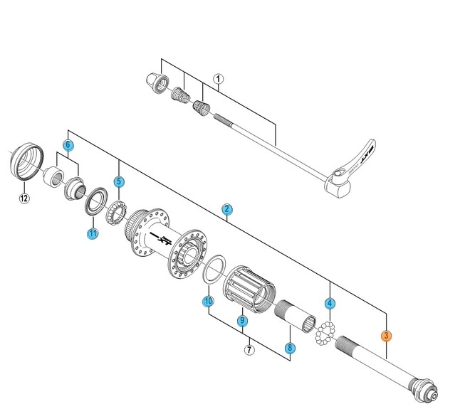 Shimano FHM770/775/970 Axel bak