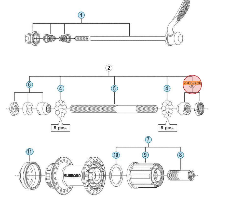 Shimano FH-RM35 höger Konus