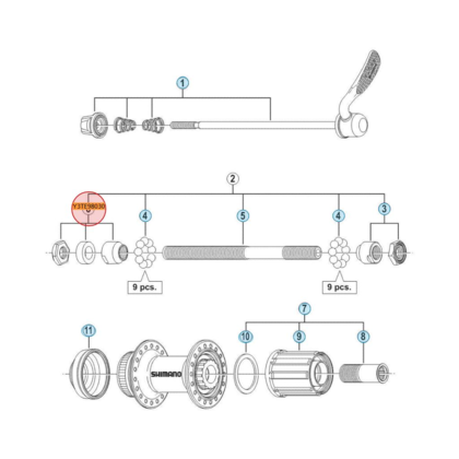 Shimano FH-RM35 vänster Konus