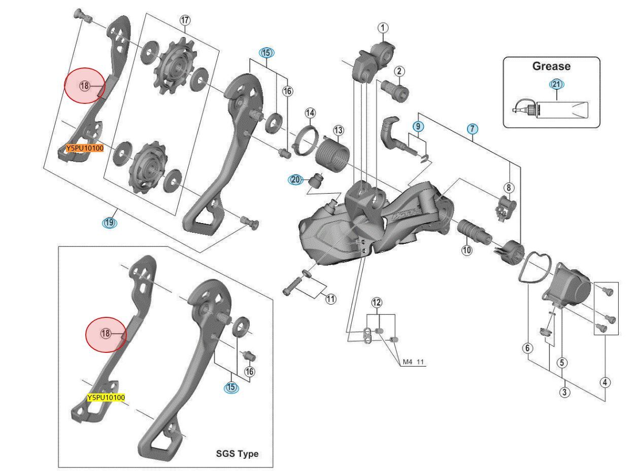 Shimano RD-M9050 SGS Bakväxel Innerplate
