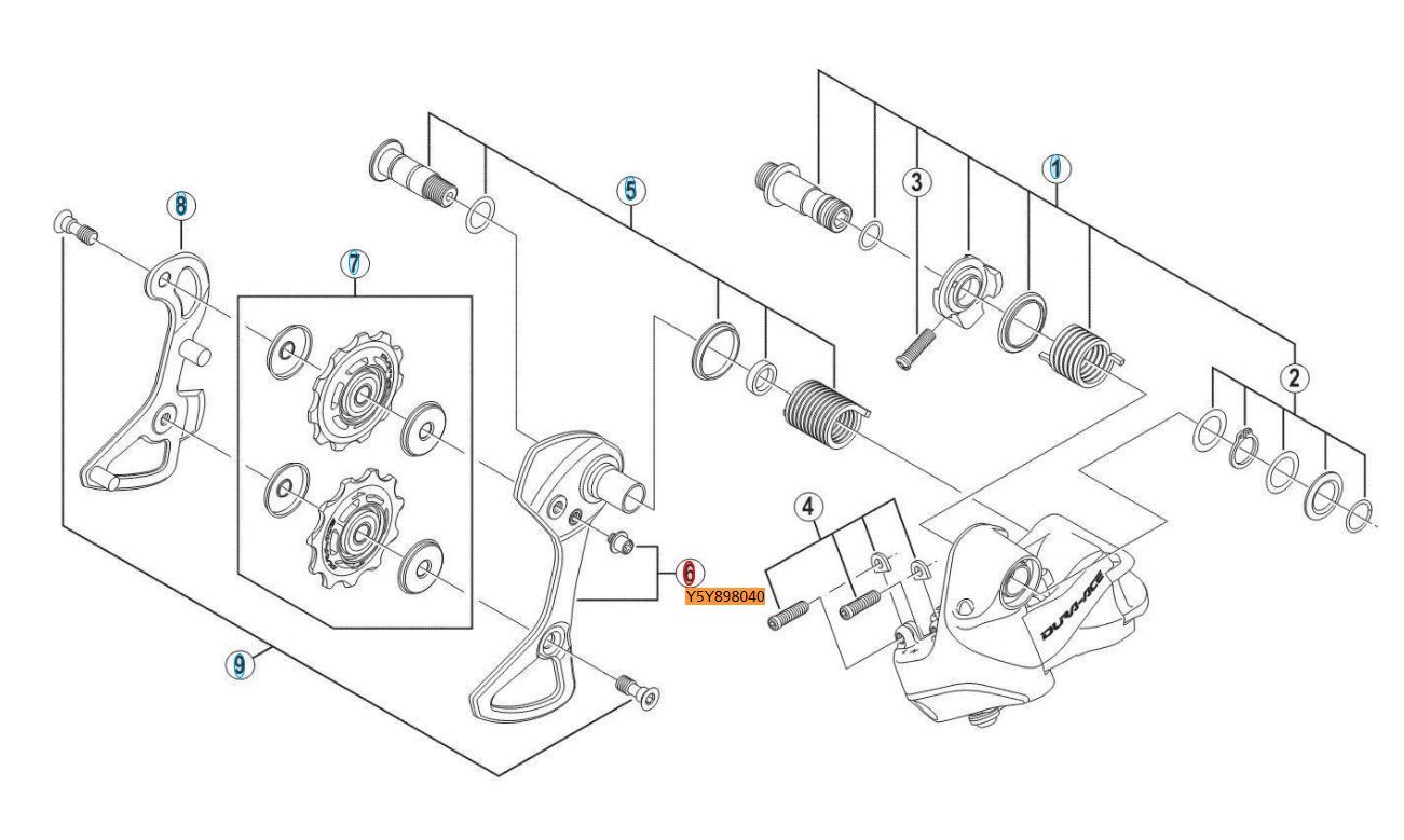 Shimano RD9070 Di2 Bakväxel Ytterplatta